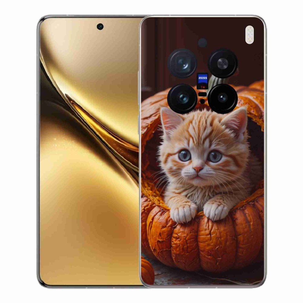Gelový kryt mmCase na Vivo X200 Pro 5G - kotě a dýně 2