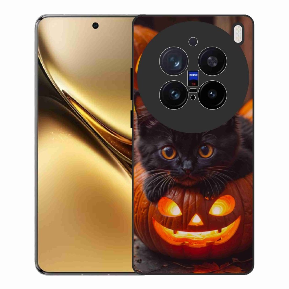 Gelový kryt mmCase na Vivo X200 Pro 5G - kotě a dýně