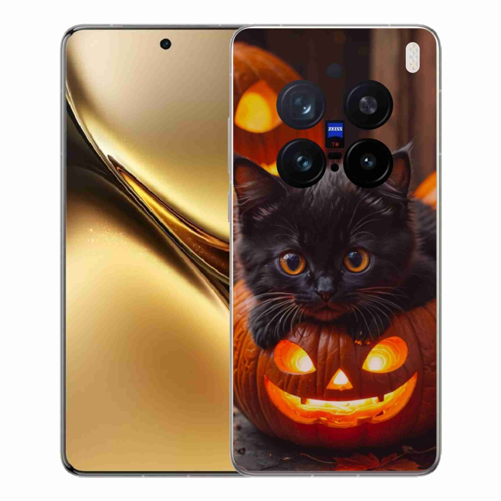 Gelový kryt mmCase na Vivo X200 Pro 5G - kotě a dýně