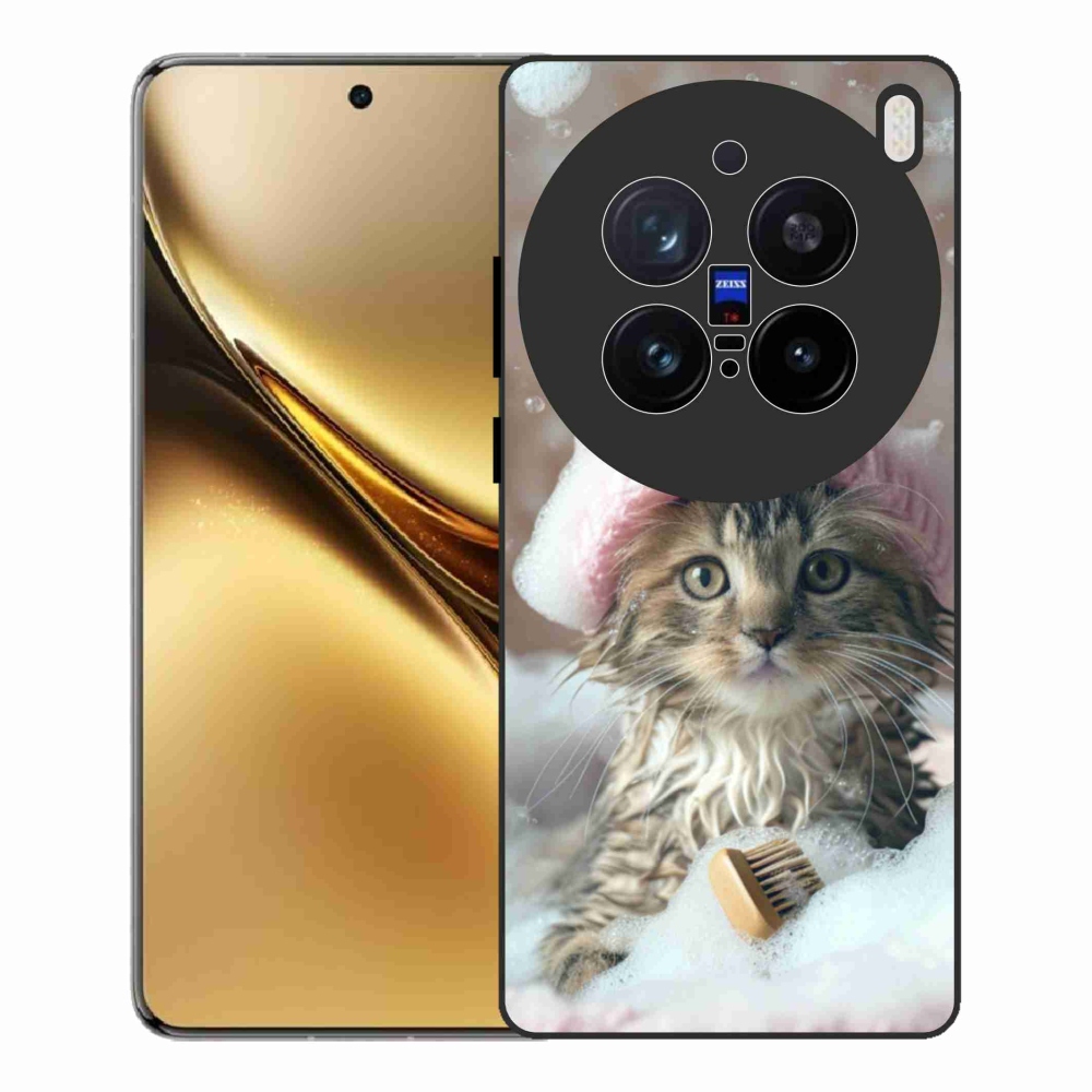 Gelový kryt mmCase na Vivo X200 Pro 5G - kotě a koupel