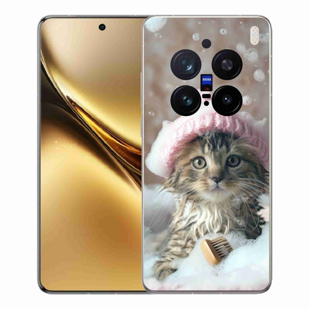 Gelový kryt mmCase na Vivo X200 Pro 5G - kotě a koupel