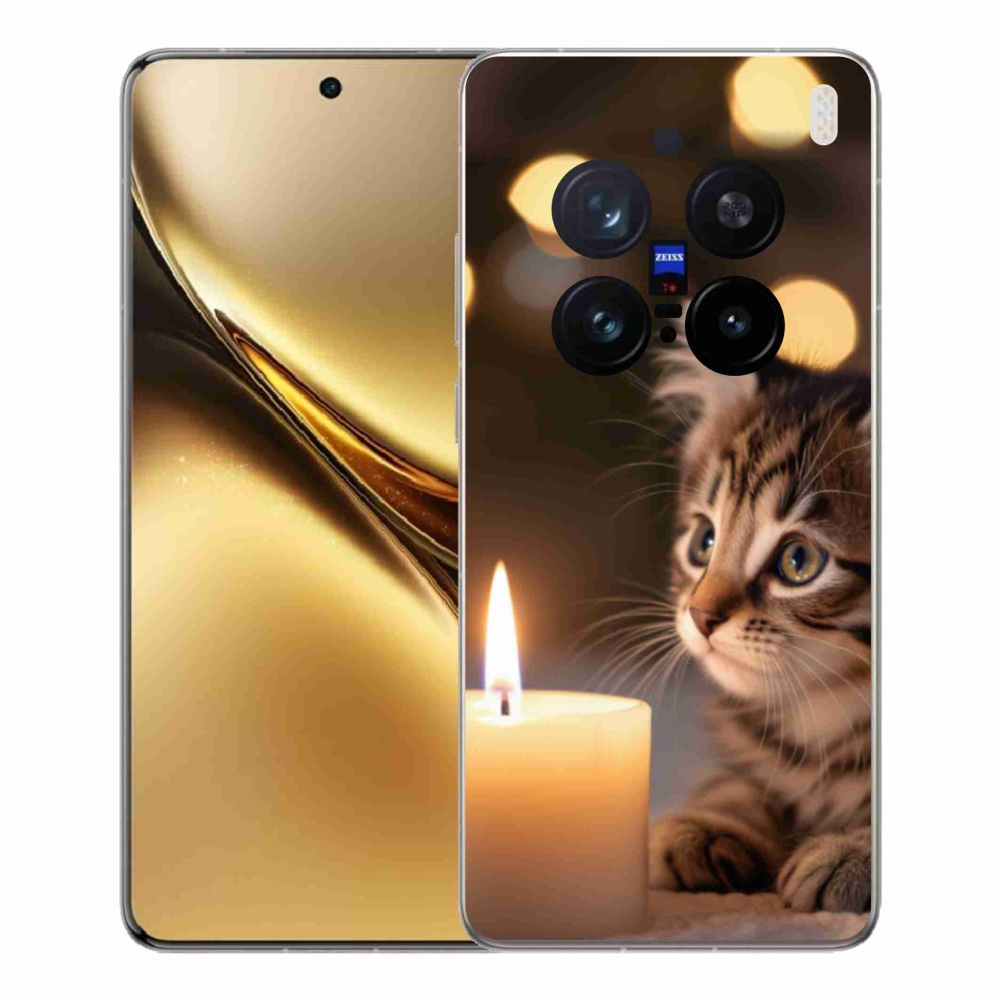Gelový kryt mmCase na Vivo X200 Pro 5G - kotě a svíčka