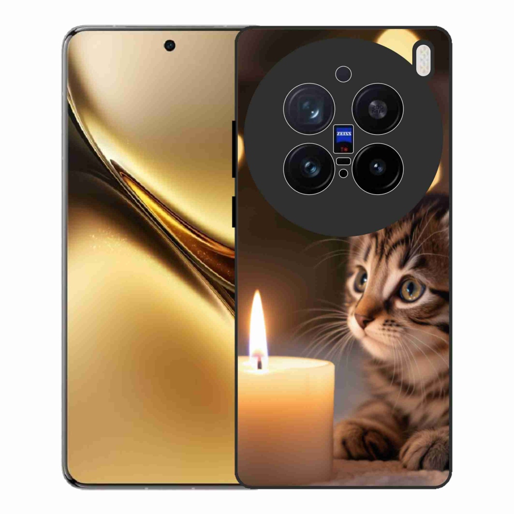 Gelový kryt mmCase na Vivo X200 Pro 5G - kotě a svíčka