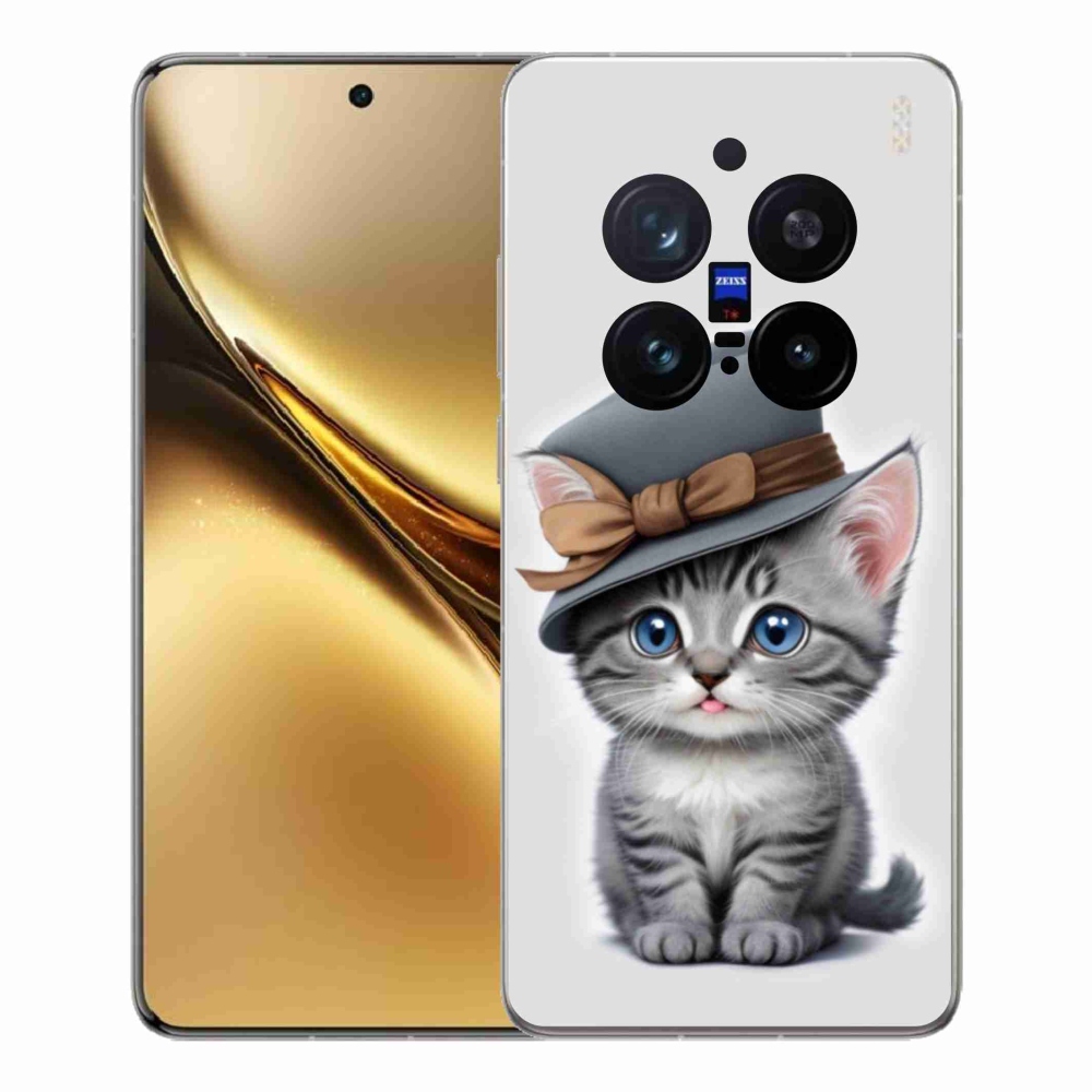 Gelový kryt mmCase na Vivo X200 Pro 5G - kotě s kloboukem