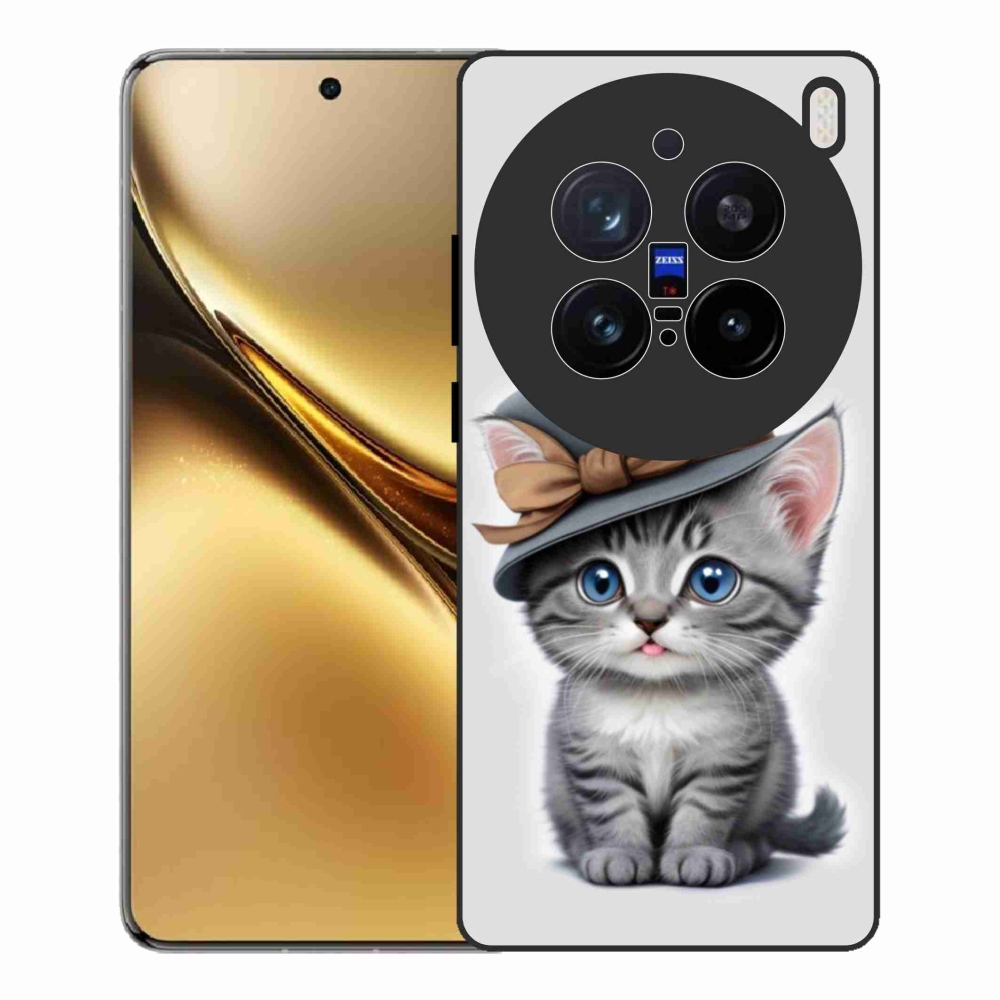 Gelový kryt mmCase na Vivo X200 Pro 5G - kotě s kloboukem