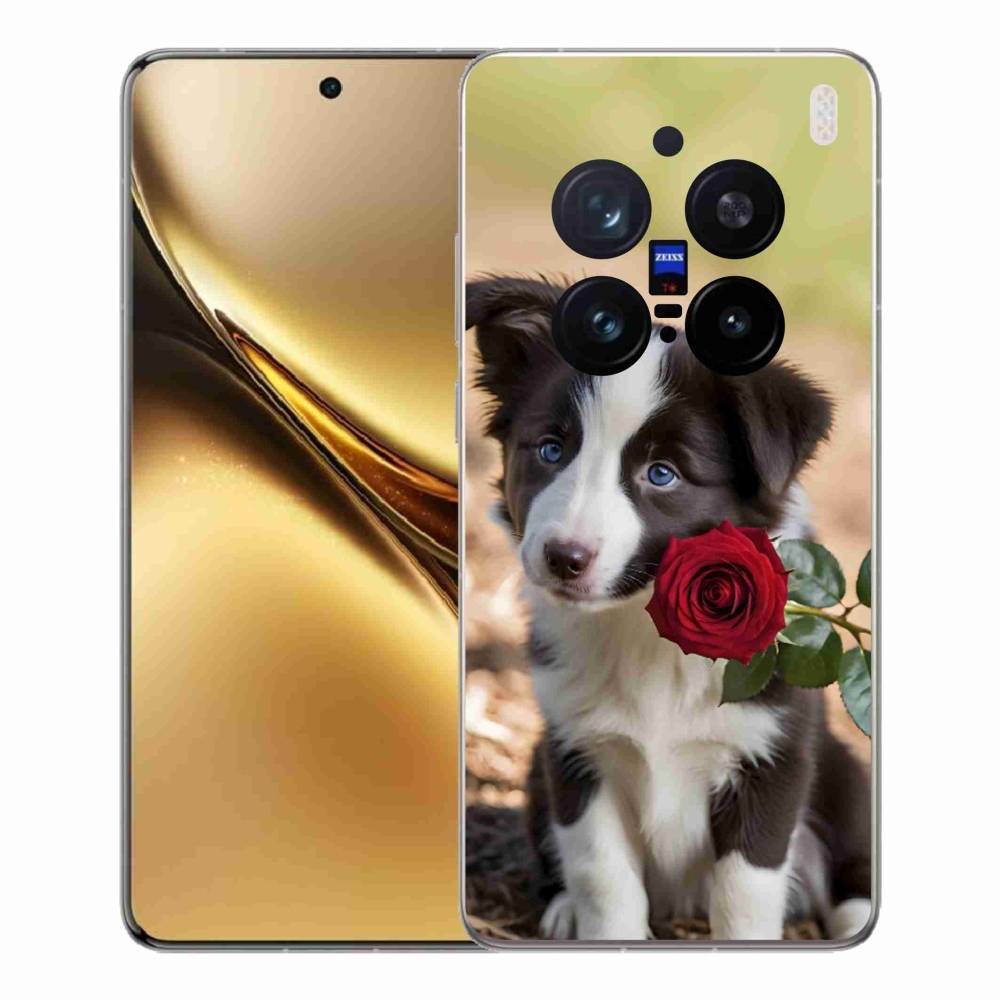 Gelový kryt mmCase na Vivo X200 Pro 5G - roztomilá border kolie s růží