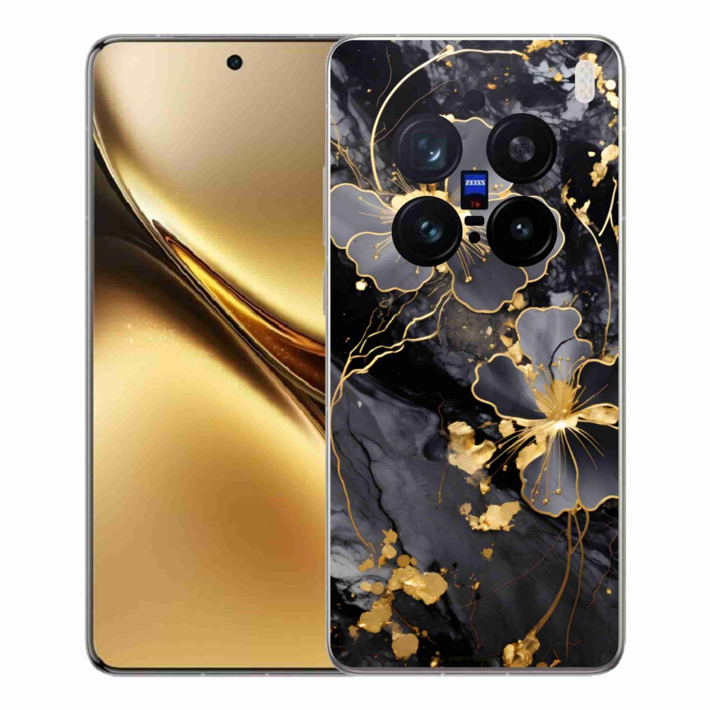 Gelový kryt mmCase na Vivo X200 Pro 5G - zlaté květy