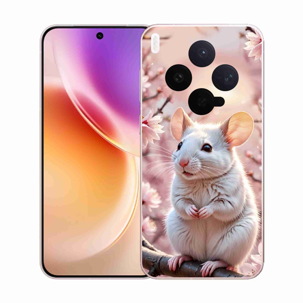 Gelový kryt mmCase na Vivo X300 5G - bílá myš na větvi