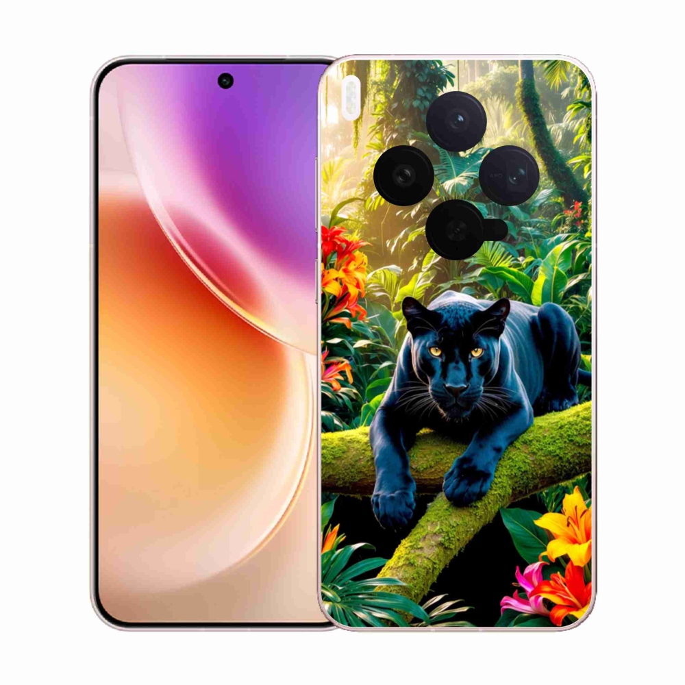 Gelový kryt mmCase na Vivo X300 5G - černý panter v džungli