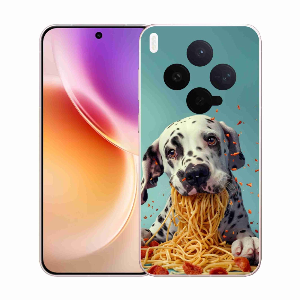 Gelový kryt mmCase na Vivo X300 5G - dalmatin a špagety