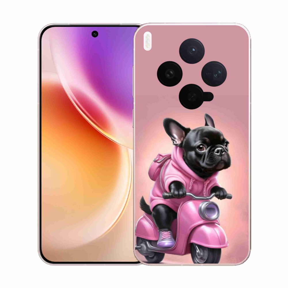 Gelový kryt mmCase na Vivo X300 5G - francouzský buldoček na skútru