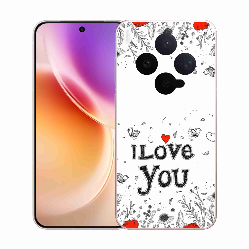 Gelový kryt mmCase na Vivo X300 5G - I love you bílé pozadí