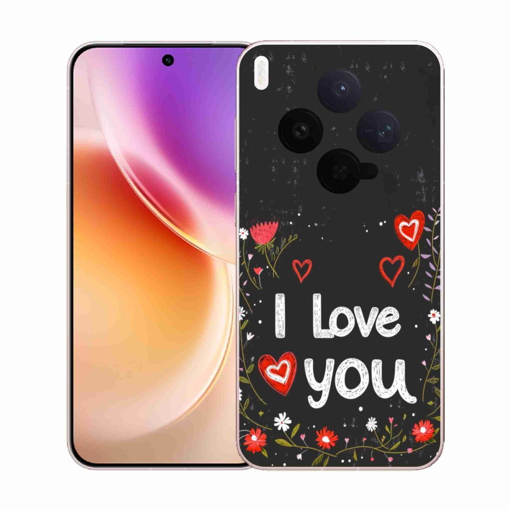 Gelový kryt mmCase na Vivo X300 5G - I love you černé pozadí
