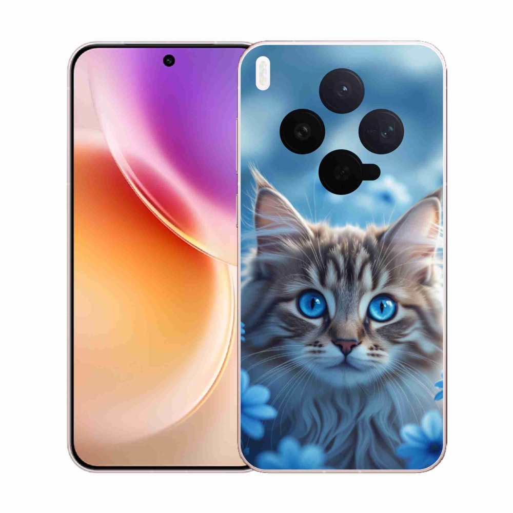 Gelový kryt mmCase na Vivo X300 5G - koťátko v modrých květech