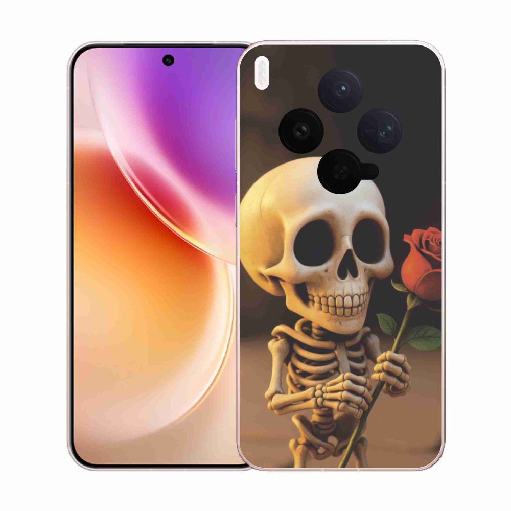 Gelový kryt mmCase na Vivo X300 5G - kostlivec s růží