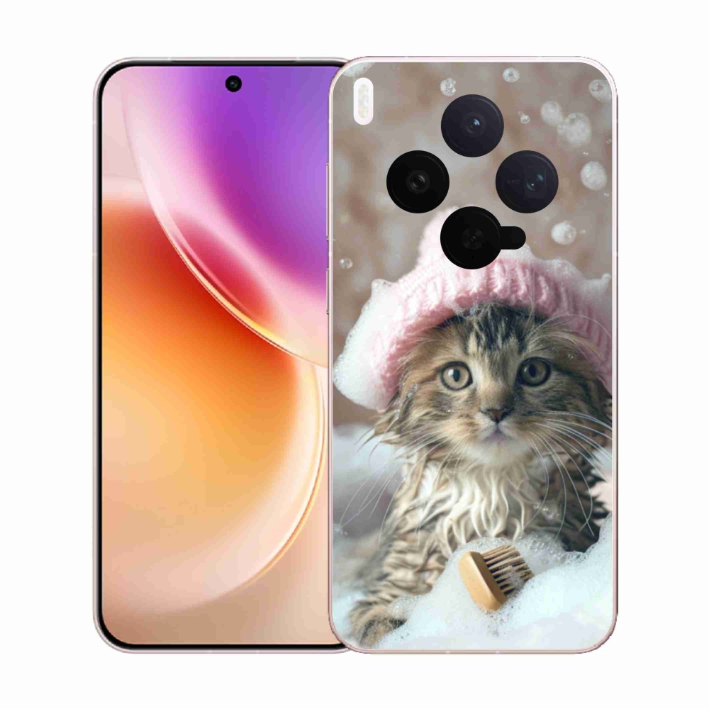 Gelový kryt mmCase na Vivo X300 5G - kotě a koupel