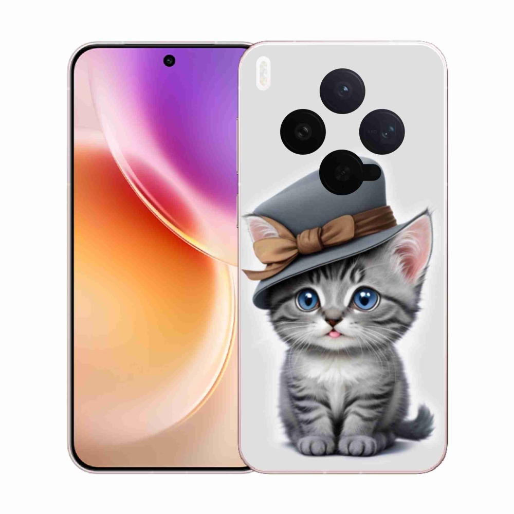 Gelový kryt mmCase na Vivo X300 5G - kotě s kloboukem