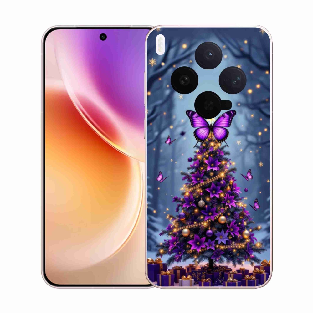 Gelový kryt mmCase na Vivo X300 5G - motýlí vánoční stromek