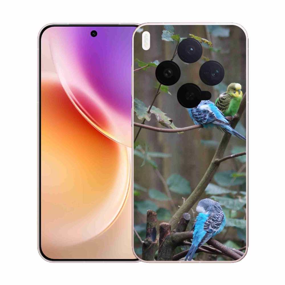 Gelový kryt mmCase na Vivo X300 5G - papoušci na větvi