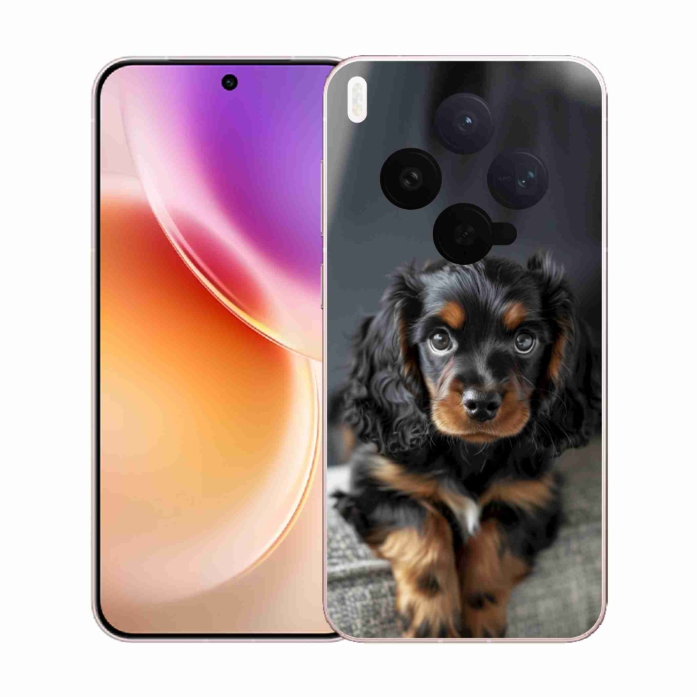 Gelový kryt mmCase na Vivo X300 5G - roztomilý dlouhosrstý jezevčík