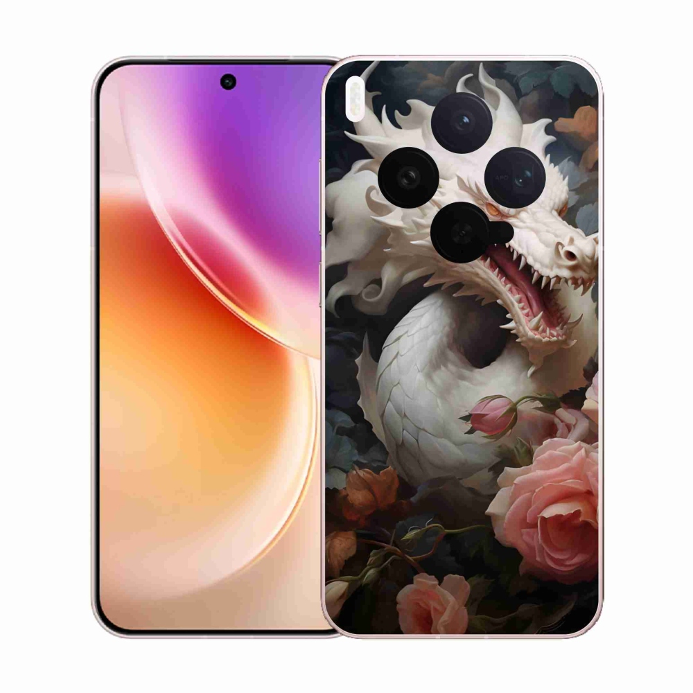 Gelový kryt mmCase na Vivo X300 - bílý drak