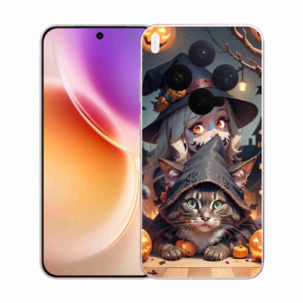 Gelový kryt mmCase na Vivo X300 - čarodějnice s kočkou