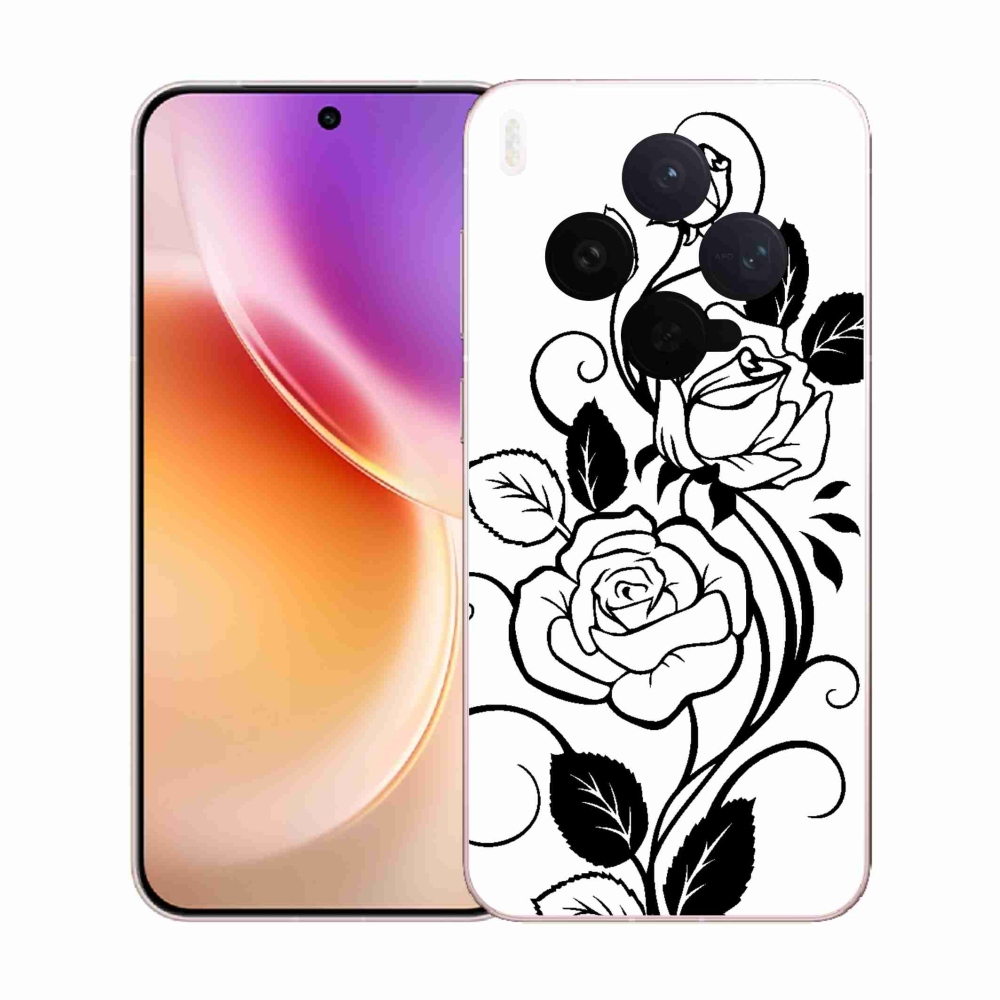 Gelový kryt mmCase na Vivo X300 - černobílá růže