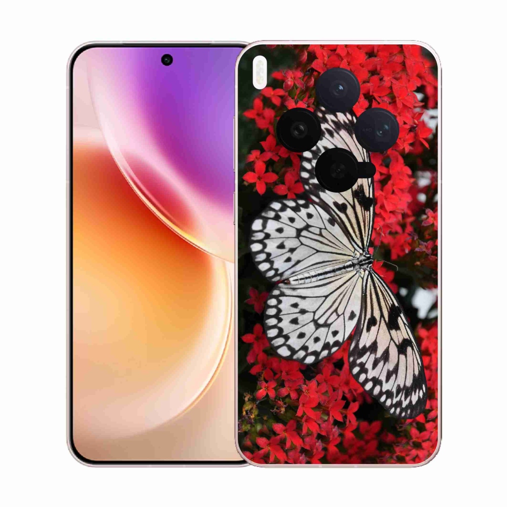 Gelový kryt mmCase na Vivo X300 - černobílý motýl 1