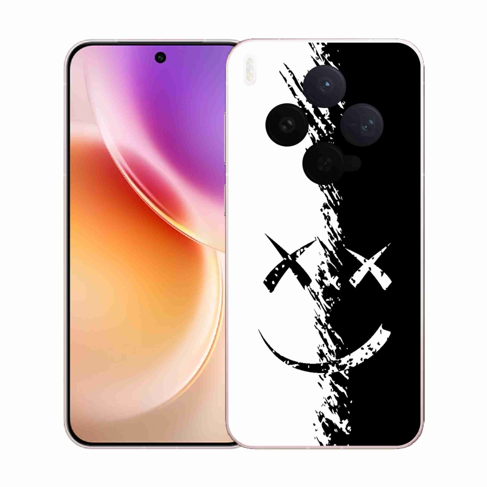 Gelový kryt mmCase na Vivo X300 - černobílý smajlík