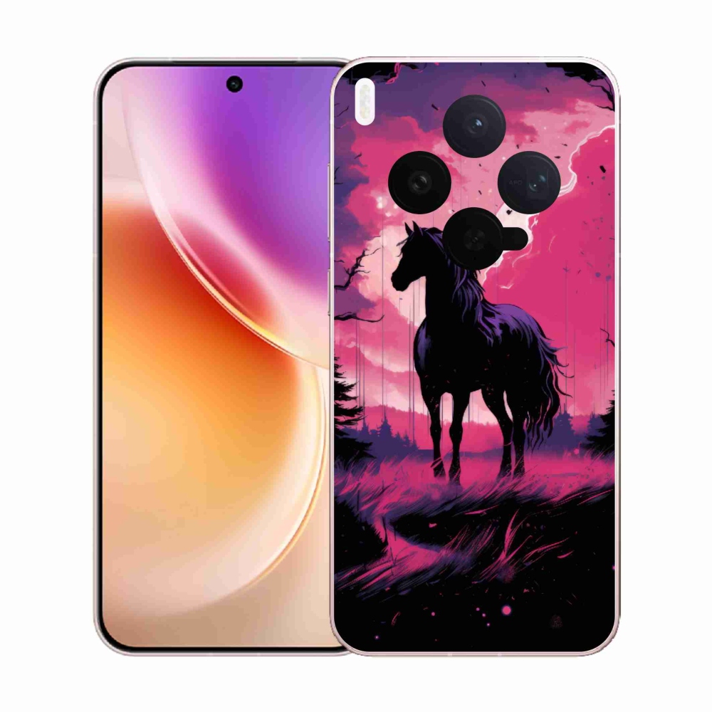 Gelový kryt mmCase na Vivo X300 - černý kreslený kůň 1