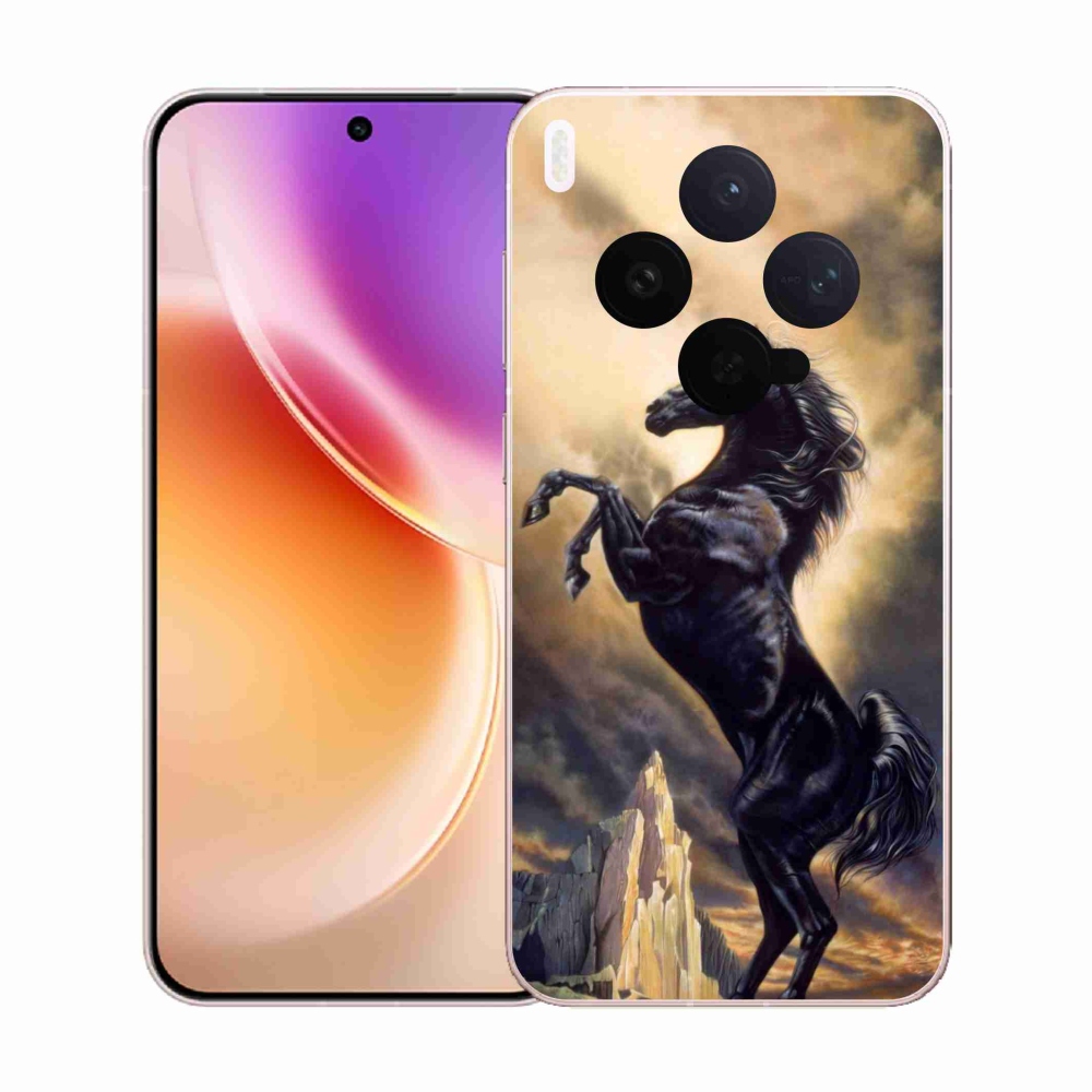 Gelový kryt mmCase na Vivo X300 - černý kreslený kůň