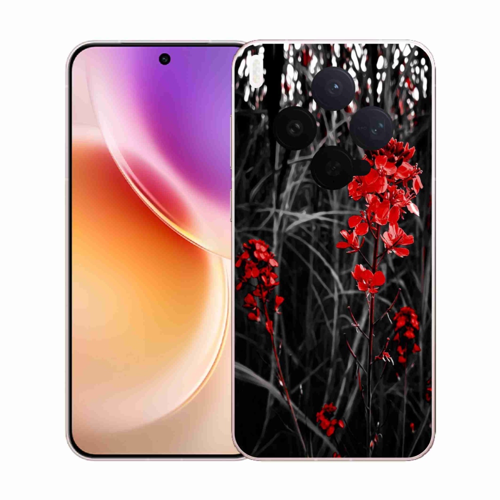 Gelový kryt mmCase na Vivo X300 - červená rostlina