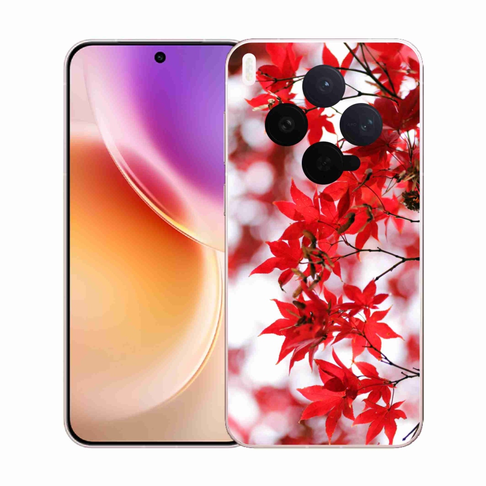 Gelový kryt mmCase na Vivo X300 - červené listy