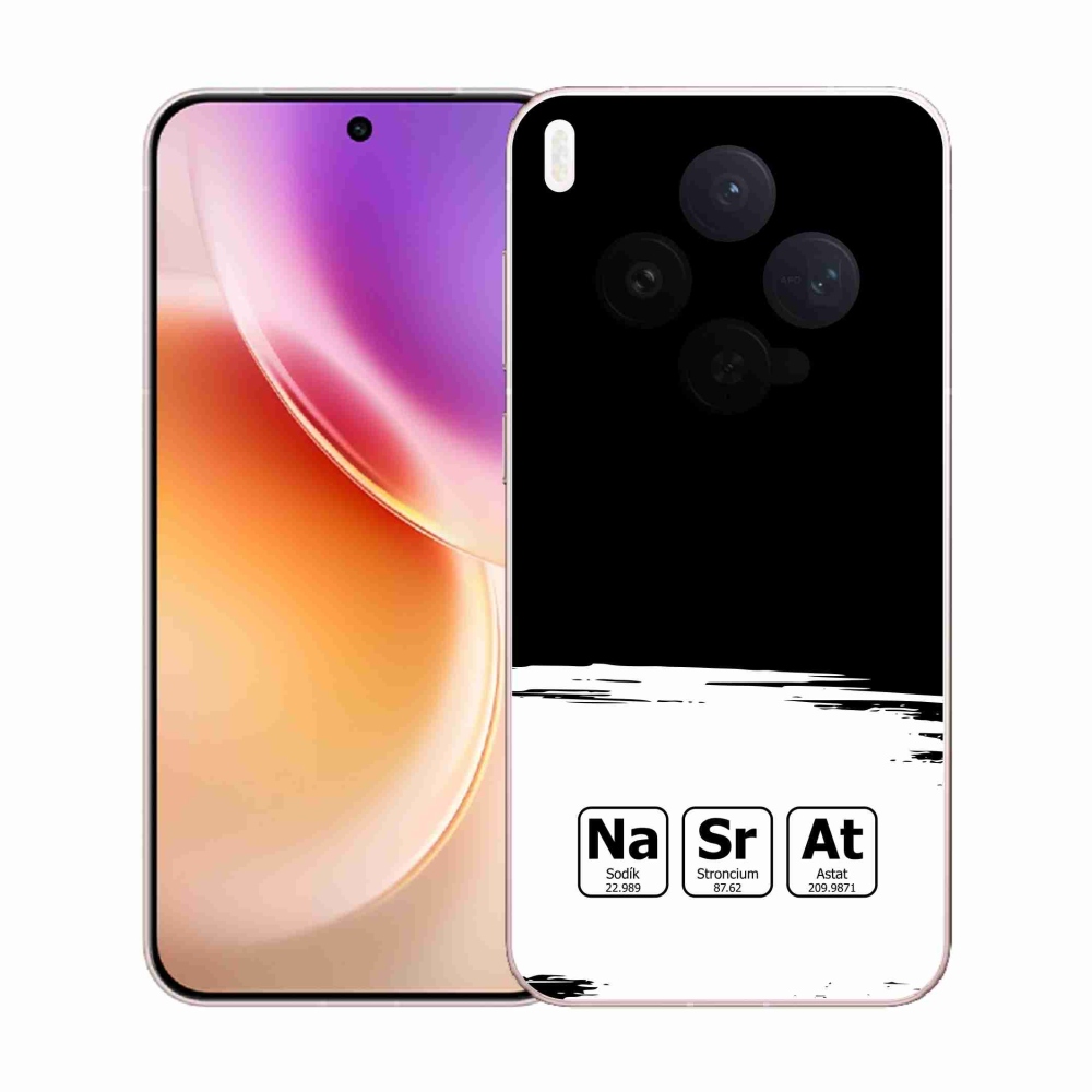 Gelový kryt mmCase na Vivo X300 - chemické prvky bíločerné pozadí