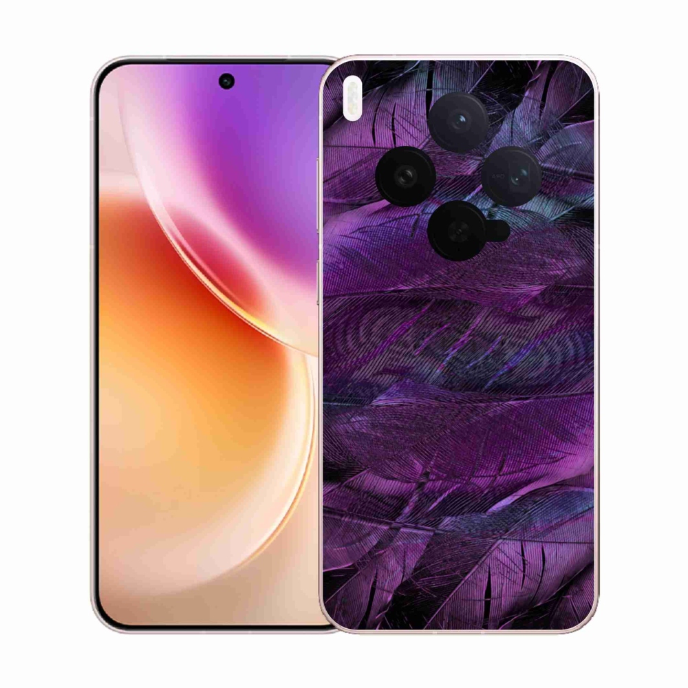 Gelový kryt mmCase na Vivo X300 - fialová pírka