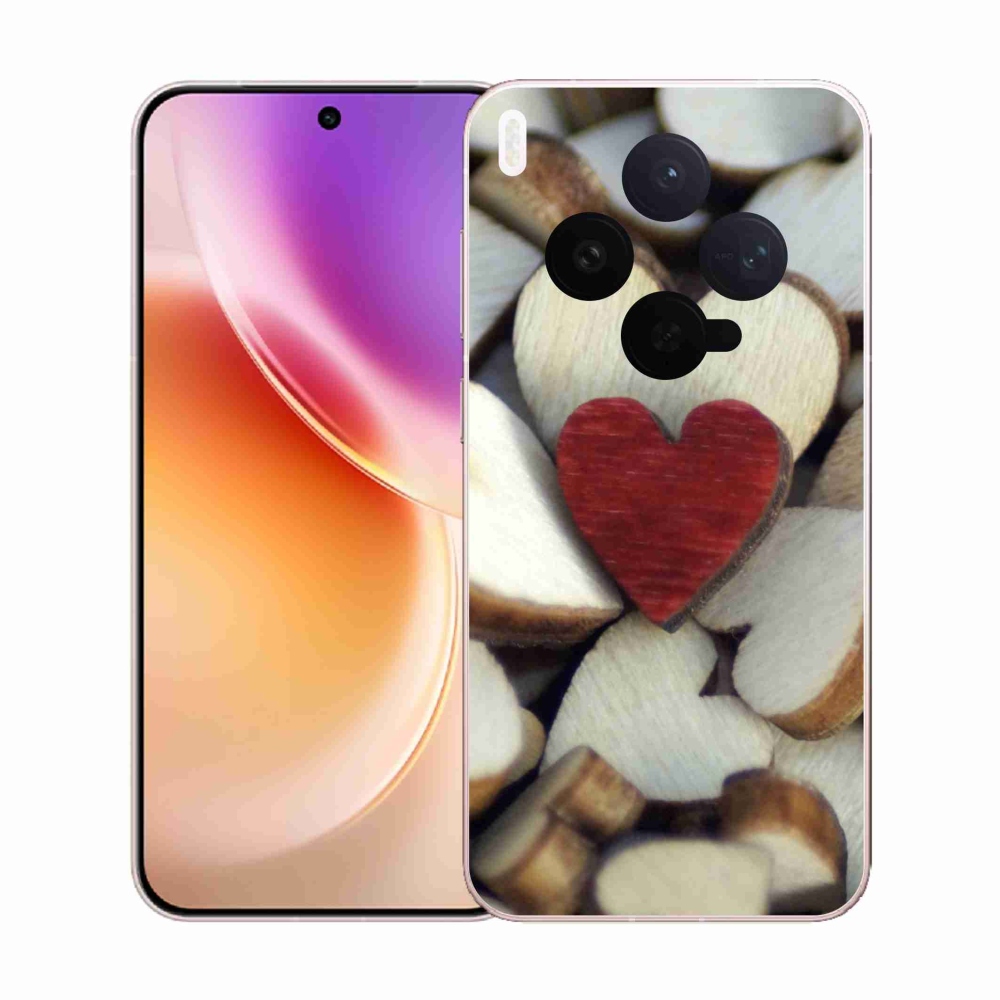 Gelový kryt mmCase na Vivo X300 - gravírované červené srdce 