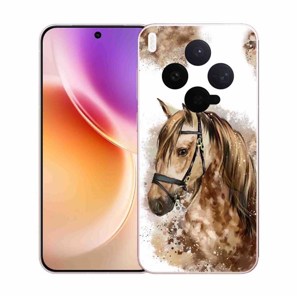 Gelový kryt mmCase na Vivo X300 - hnědý kreslený kůň