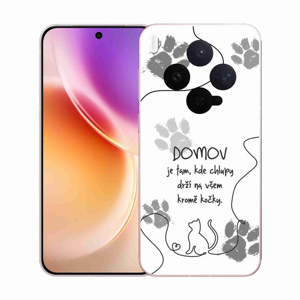 Gelový kryt mmCase na Vivo X300 - kočičí motiv bílé pozadí