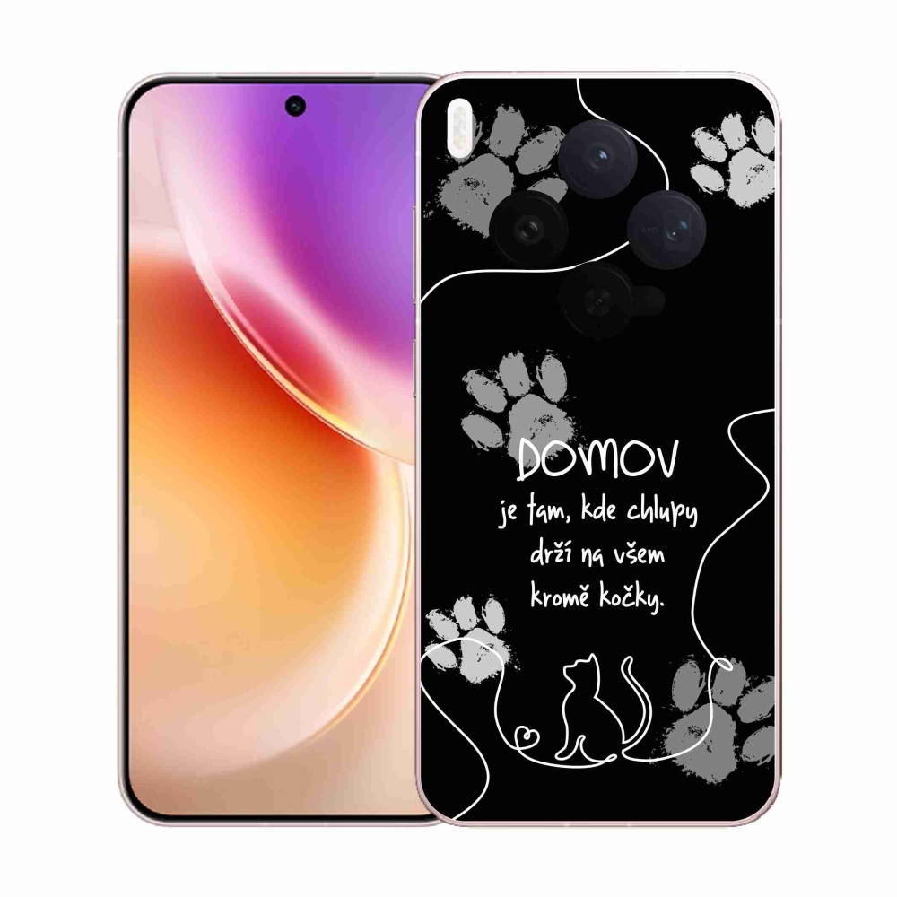 Gelový kryt mmCase na Vivo X300 - kočičí motiv černé pozadí