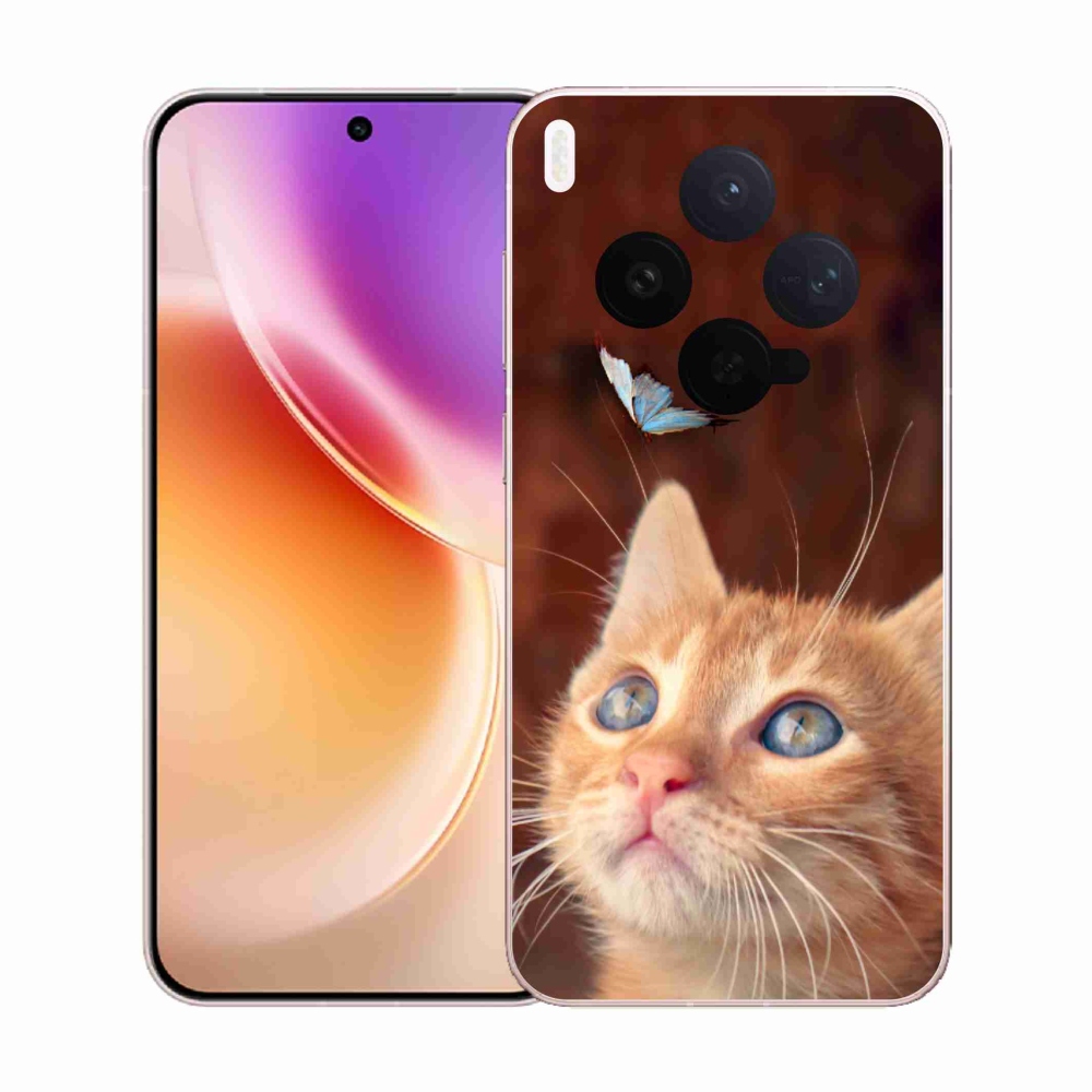 Gelový kryt mmCase na Vivo X300 - motýl a kotě