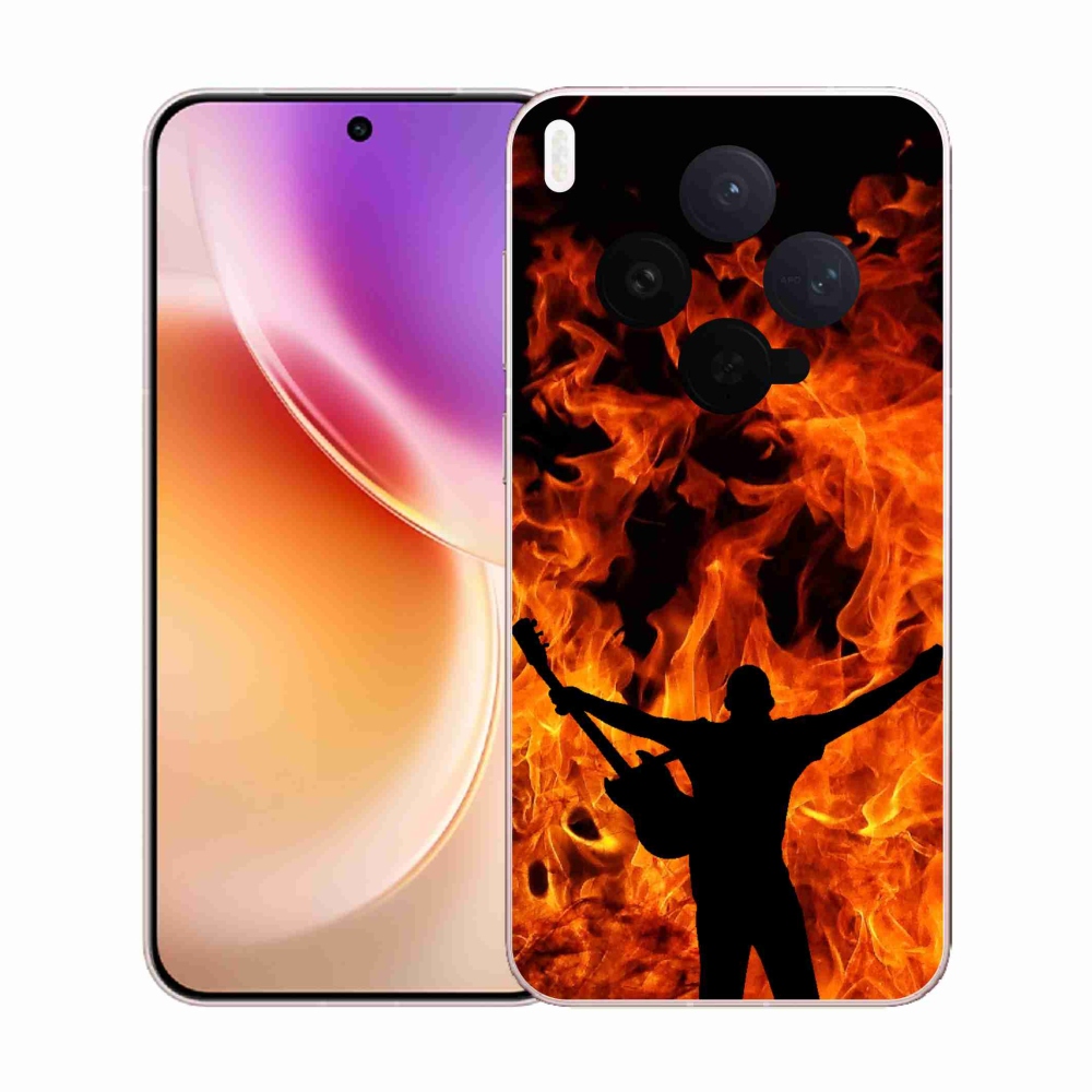 Gelový kryt mmCase na Vivo X300 - muzikant a oheň