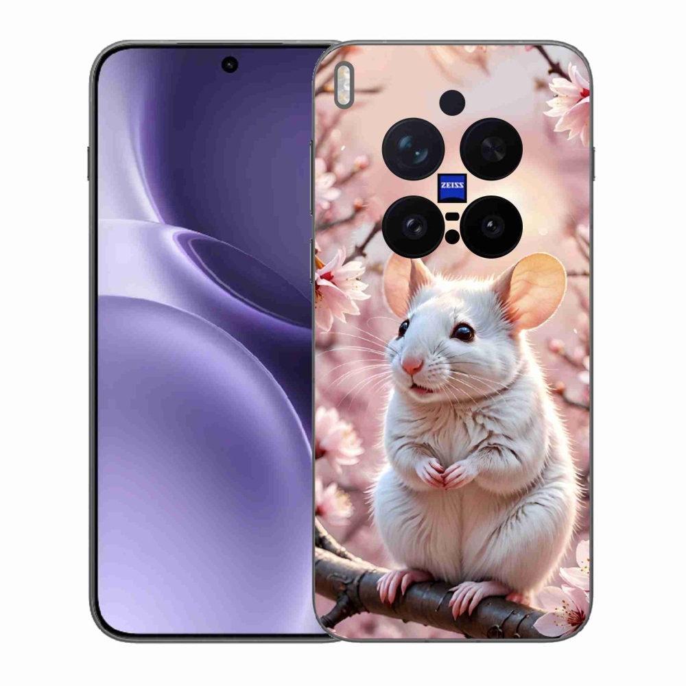 Gelový kryt mmCase na Vivo X300 Pro 5G - bílá myš na větvi