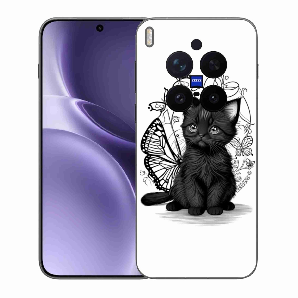 Gelový kryt mmCase na Vivo X300 Pro 5G - černé kotě