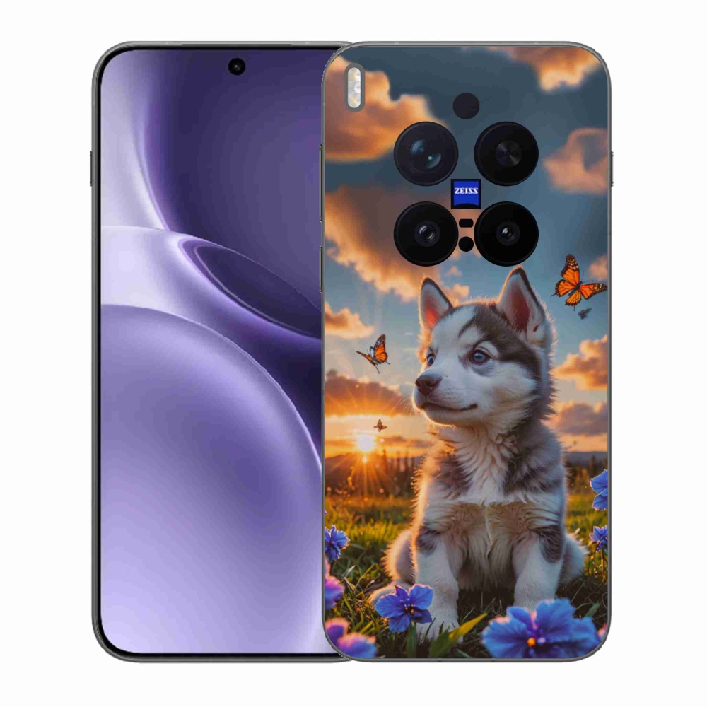 Gelový kryt mmCase na Vivo X300 Pro 5G - husky při západu slunce