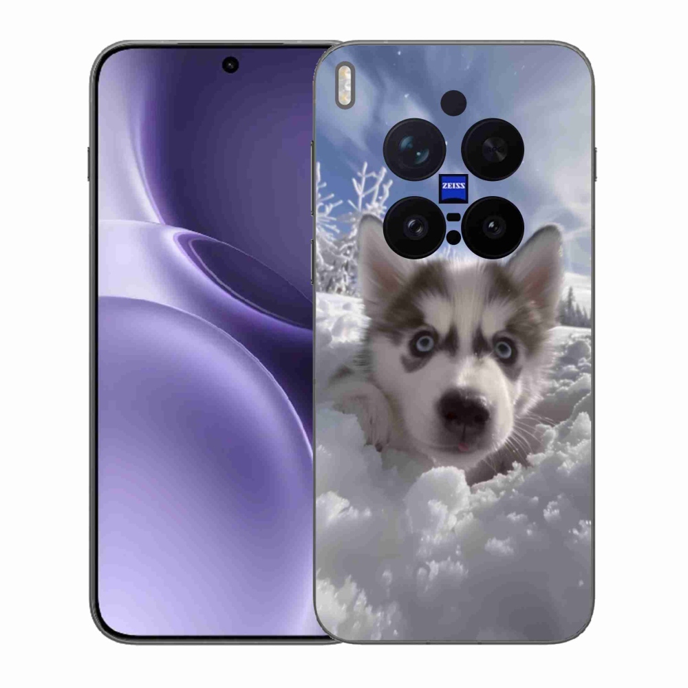 Gelový kryt mmCase na Vivo X300 Pro 5G - husky ve sněhu