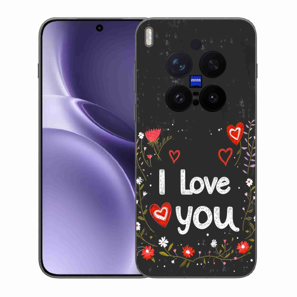 Gelový kryt mmCase na Vivo X300 Pro 5G - I love you černé pozadí