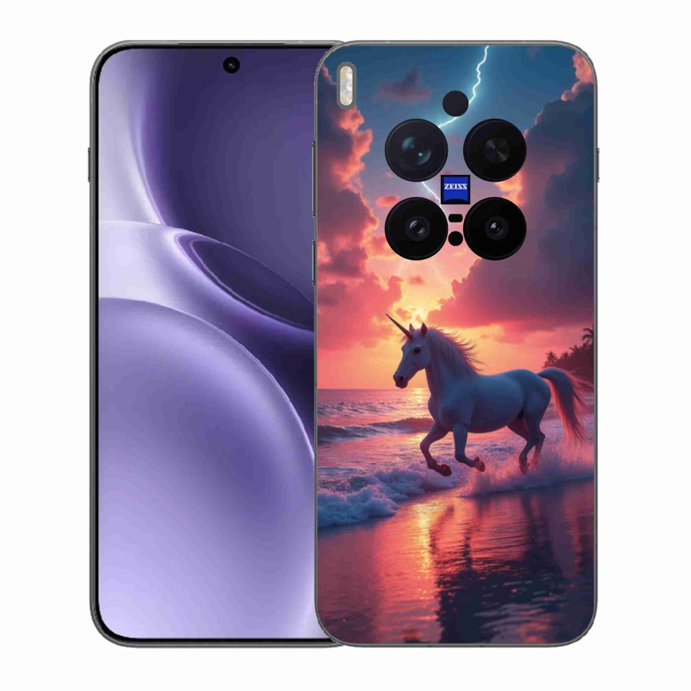 Gelový kryt mmCase na Vivo X300 Pro 5G - jednorožec na pláži