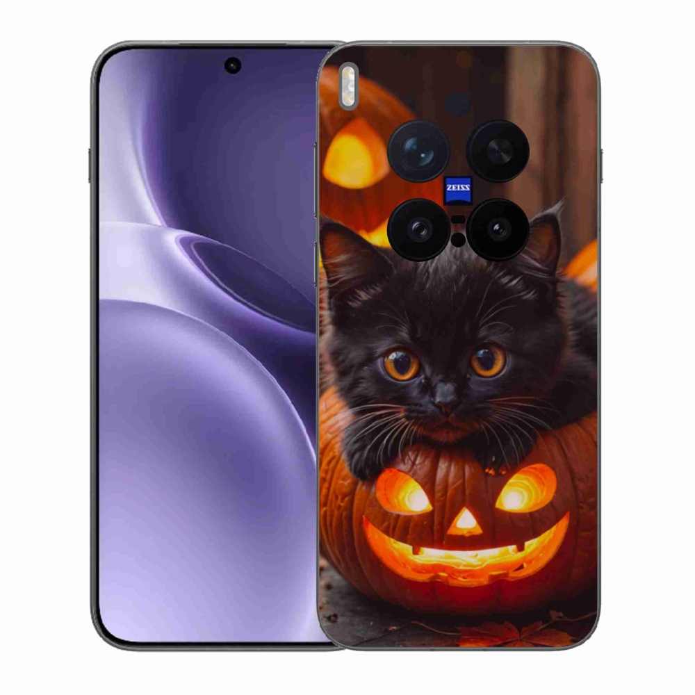 Gelový kryt mmCase na Vivo X300 Pro 5G - kotě a dýně