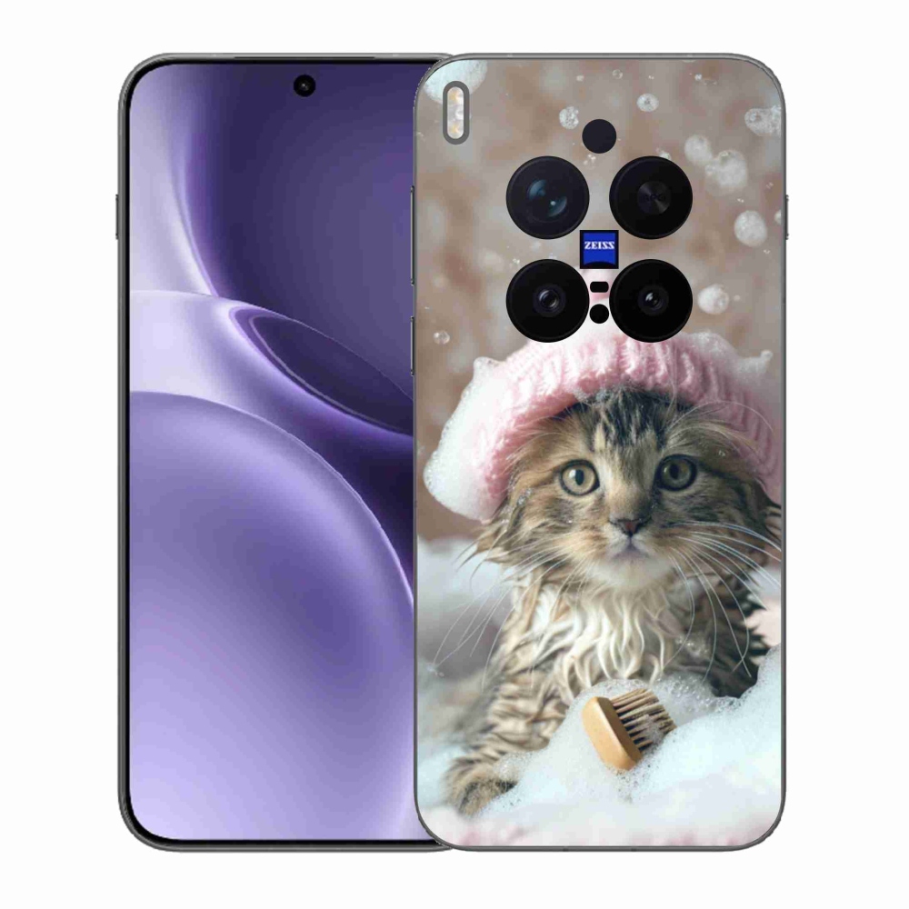 Gelový kryt mmCase na Vivo X300 Pro 5G - kotě a koupel