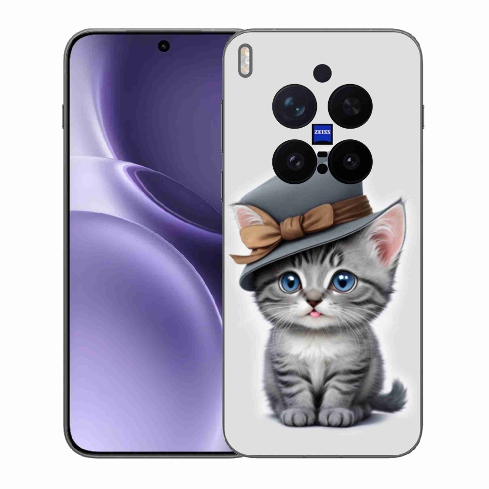 Gelový kryt mmCase na Vivo X300 Pro 5G - kotě s kloboukem